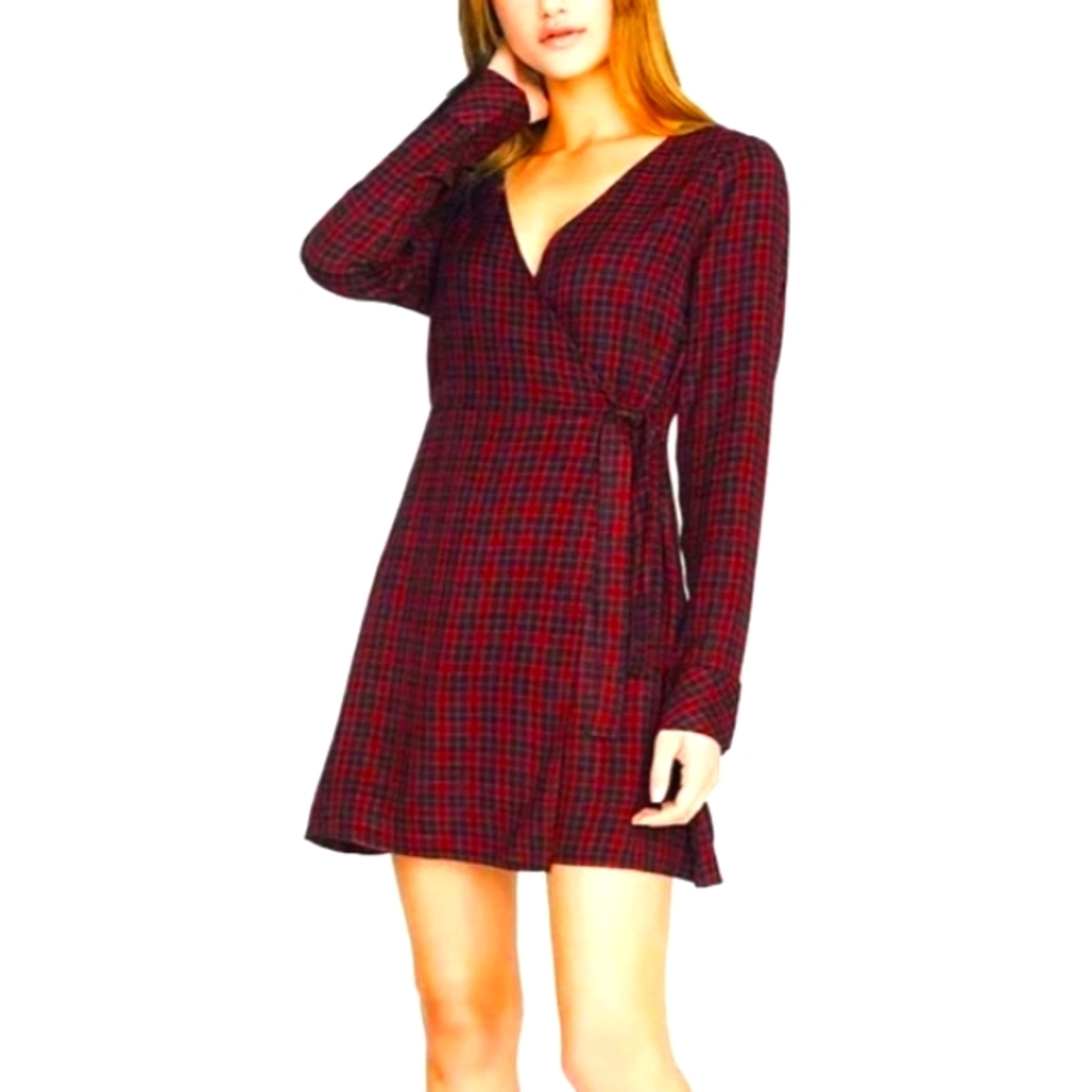 NEW w/tags Sanctuary Upbeat Surplice Plaid Academia Dress Women's Sz 8 NWT
